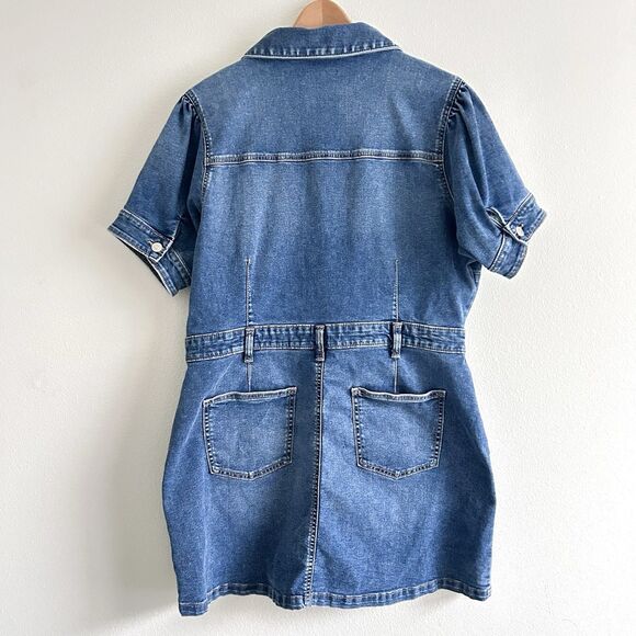 Celebrity Pink Denim Dress Juniors Size XXL Stretch Button Up Medium Wash Blue - Picture 2 of 13